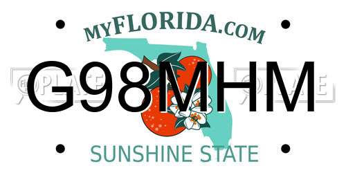 G98MHM Florida License Plate