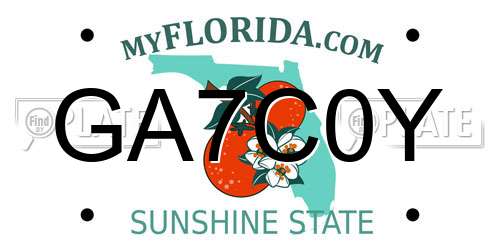 GA7C0Y Florida License Plate