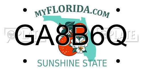 GA8B6Q Florida License Plate