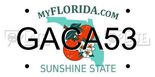 GACA53 Florida License Plate