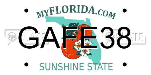 GAFE38 Florida License Plate