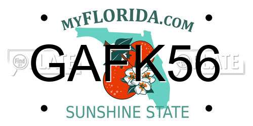 GAFK56 Florida License Plate