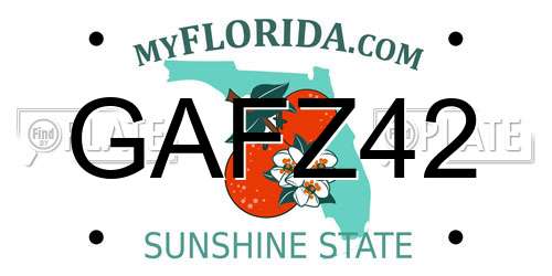 GAFZ42 Florida License Plate