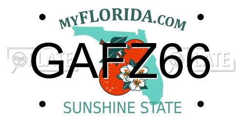 GAFZ66 Florida License Plate