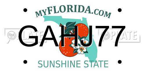 GAHJ77 Florida License Plate