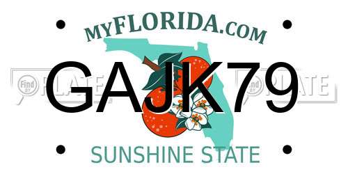GAJK79 Florida License Plate