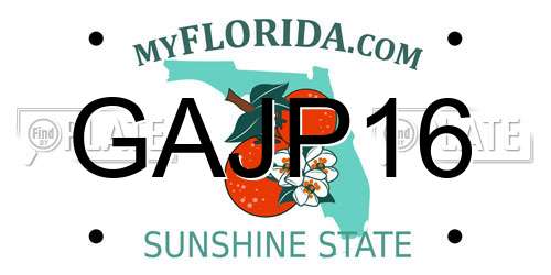 GAJP16 Florida License Plate