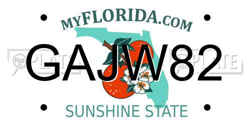 GAJW82 Florida License Plate