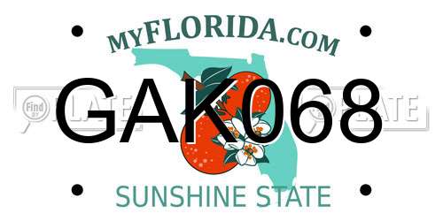 GAK068 Florida License Plate