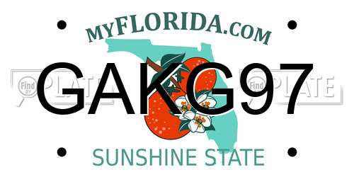 GAKG97 Florida License Plate