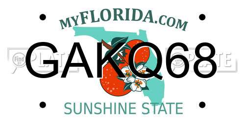 GAKQ68 Florida License Plate