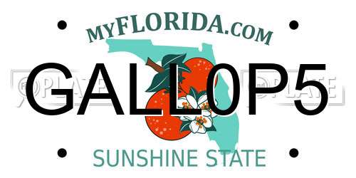 GALL0P5 Florida License Plate