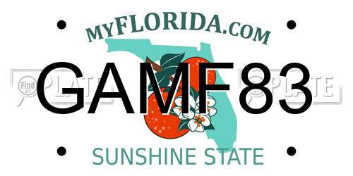 GAMF83 Florida License Plate