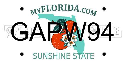 GAPW94 Florida License Plate