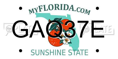 GAQ37E Florida License Plate