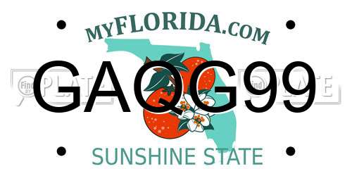 GAQG99 Florida License Plate
