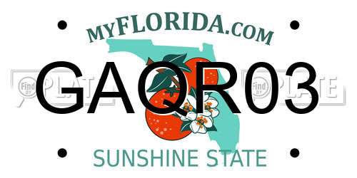 GAQR03 Florida License Plate