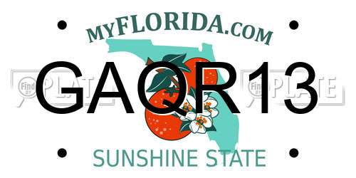 GAQR13 Florida License Plate