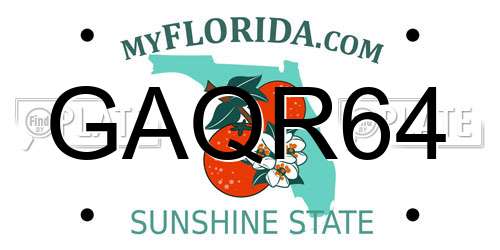 GAQR64 Florida License Plate