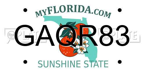 GAQR83 Florida License Plate