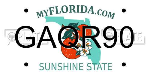 GAQR90 Florida License Plate