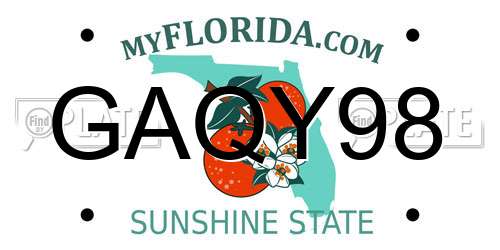 GAQY98 Florida License Plate