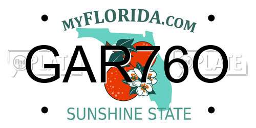 GAR76O Florida License Plate