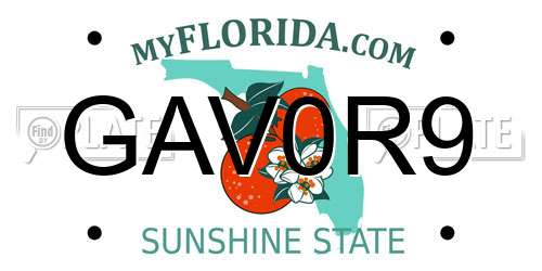 GAV0R9 Florida License Plate