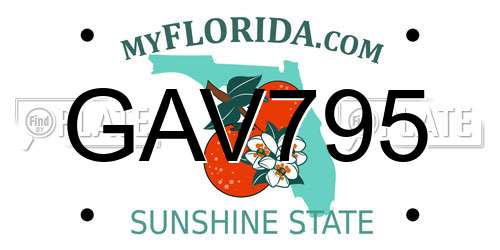 GAV795 Florida License Plate