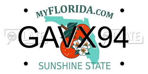 GAVX94 Florida License Plate
