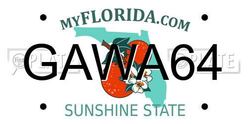 GAWA64 Florida License Plate