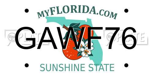 GAWF76 Florida License Plate
