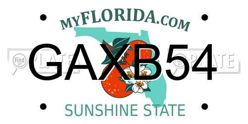 GAXB54 Florida License Plate