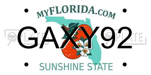 GAXY92 Florida License Plate