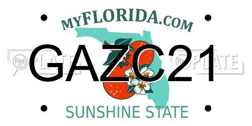 GAZC21 Florida License Plate