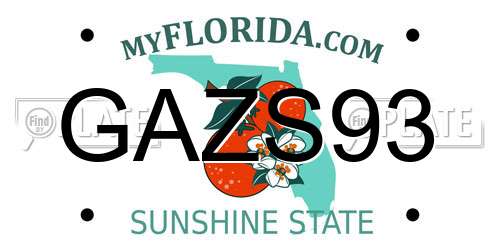 GAZS93 Florida License Plate