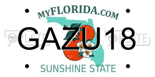 GAZU18 Florida License Plate