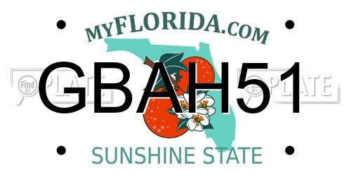 GBAH51 Florida License Plate