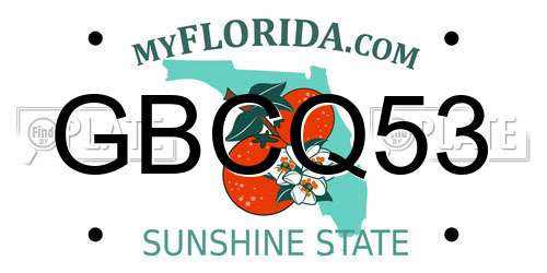 GBCQ53 Florida License Plate