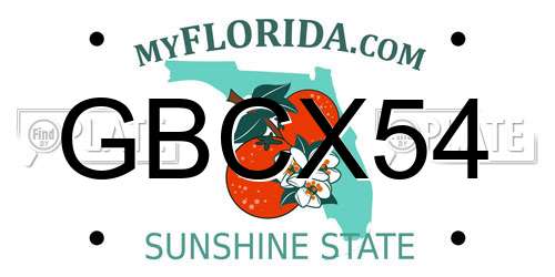 GBCX54 Florida License Plate