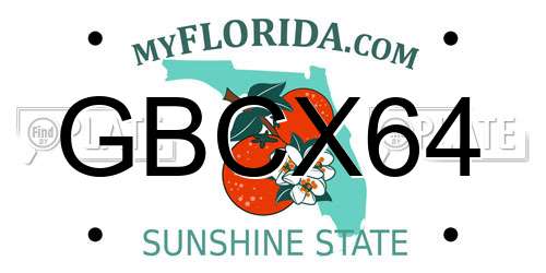 GBCX64 Florida License Plate