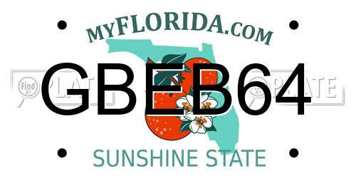 GBEB64 Florida License Plate