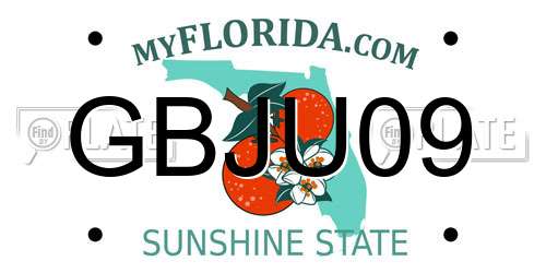 GBJU09 Florida License Plate