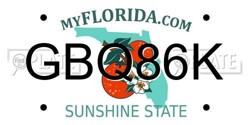 GBQ86K Florida License Plate