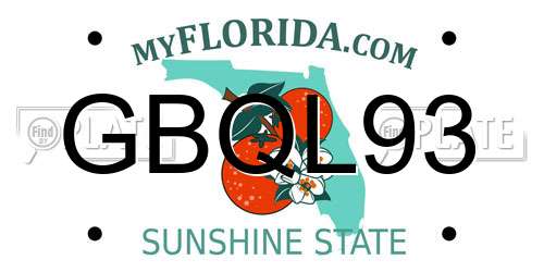 GBQL93 Florida License Plate