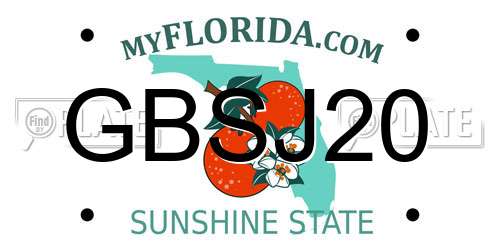 GBSJ20 Florida License Plate