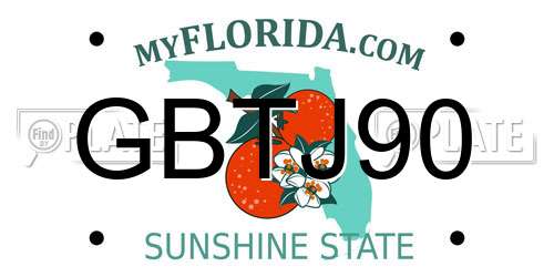 GBTJ90 Florida License Plate