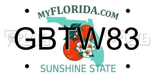 GBTW83 Florida License Plate