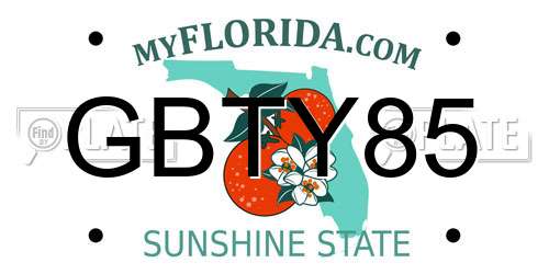 GBTY85 Florida License Plate