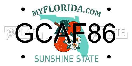 GCAF86 Florida License Plate